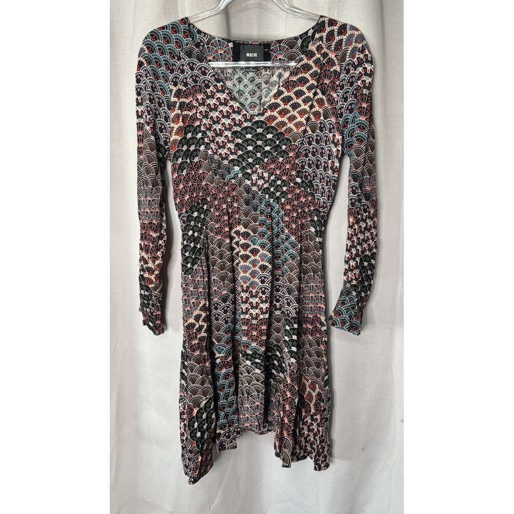 Anthropologie Maeve Monaco Empire Fan Print Smocked Dress Women's Medium Petite